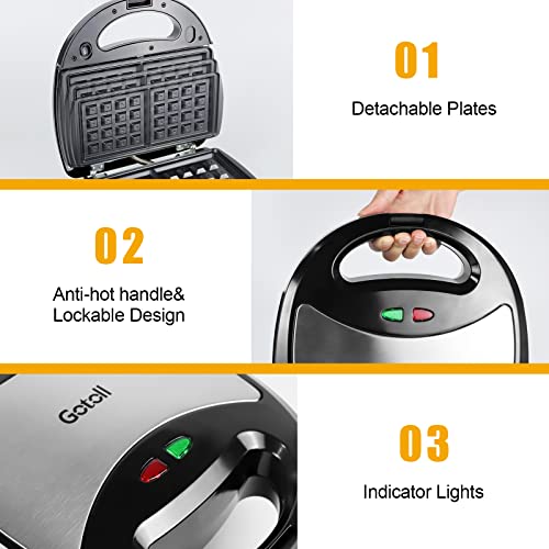 Gotoll Sandwichmaker 3 in 1,Waffeleisen Sandwichtoaster,Kontaktgrill,Panini Grill,Sandwich Maker mit… – Bild 5