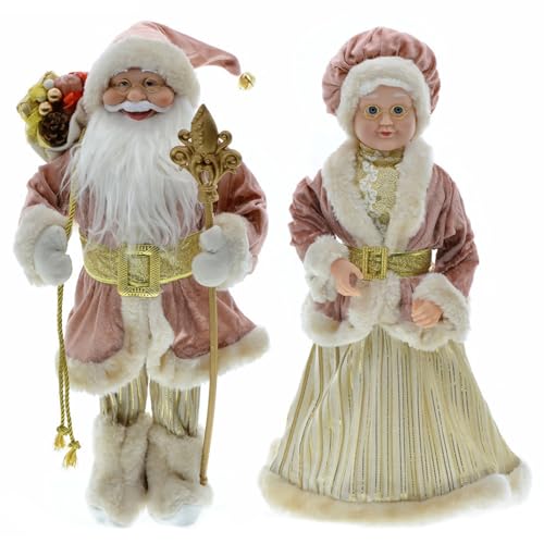 NIDONE Mr y la Sra. Claus Santa Claus Figuras 2pcs 17.7 Pulgadas Realistic Greatial Mr y la Sra. Claus Figuras navideñas Lindo Navidad Ornamento de muñecas para Ventanas Desarracas de Navidad Regalo