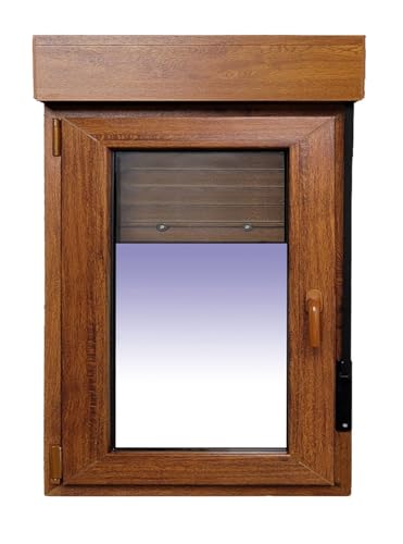 Ventanastock Ventana PVC Roble 800X1155 Practicable Oscilobatiente Izquierda 1 hoja con Persiana PVC