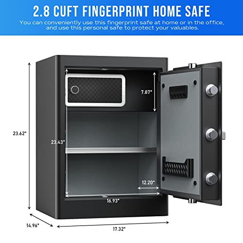 Rpnb Deluxe Home Safe And Lock Box,Smart Touch Screen Biometric Fingerprint Security Safe Box With Voice Prompt,One-Touch Unlock,Interior Box,Dual Warning,Suitable For Home Office Hotel,2.8 Cubic Feet #TOP1