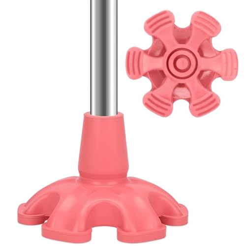Cane Tips for Stability - Heavy Duty Rubber Cane Foot Pad Replacement with 3/4 Inch Size and 6 Support Rubber Feets, Pink Self-Standing Rubber Cane Foot Pad for Folding/Walking Canes, Walking Sticks