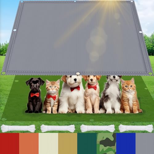 AMXFS Sonnensegel mit Ösen mit 95% Schattierwirkung aus Oxford-Stoff 180g/㎡ 4m x 5m Garten markisenstoff wasserdicht UV-Schutz Sonnenschutz für Camping Balkon Schwimmbad Carport - Grau