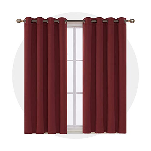 Image of Deconovo Blackout Curtain Room Darkening Panel for Bedroom or Living Room Grommet Thermal Insulated Lighting Reduce Drape 52 x 63 Inch Red 1 Panel