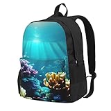 OAZCVBNN Mochila de gran capacidad con estampado de paisaje submarino, para hombres y mujeres, para viajes, escuela, viajes, universidad, trabajo