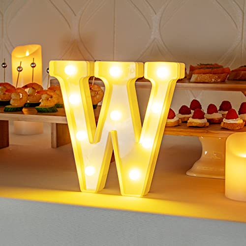 Image of Restaurantware Illumify 8.7 x 1.2 x 8.7 Inch Light Up Letter 1 Durable Marquee LED Light - Letter W Touchproof White Plastic Party Light Keyhole Slot For Parties Weddings Or Special Events