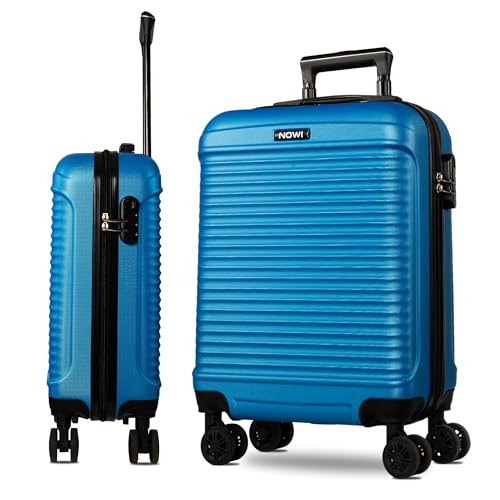 NOWI® Las Palmas Koffer Klein: 55x40x20cm Leichter Hartschalenkoffer mit Rollen, 34L passend für Ryanair, Lufthansa & co. Kabinenkoffer, Hardcase Handgepäckskoffer (blau, M)