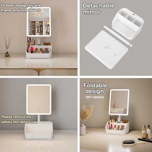 Espejo de Maquillaje Recargable con LED y Organizador miniatura 2