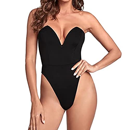 TOEECY Body Sexy Femme Sans Bretelles Bodysuit Jumpsuit Slim One Piece Lingerie Justaucorps Élégante Corset Sous-vêtements Mode Going Out Tube Top Clubwear (XL) Cover