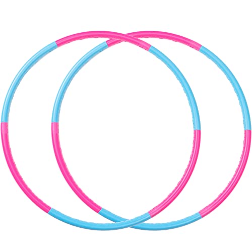 Liberry Kids Exercise Hoop, 2 Packs Detachable Fitness Rings for Workout, Adjustable Plastic Hoop for Home, Gym, Dance, Sport Toy Gift in Blue, Pink