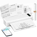 TATTMUSE Portable Thermal Printer A4 Small Wireless Bluetooth Compatible with iOS & Android, Inkless Receipt Printer for Home Use. Office, School & Car, 160 Sheets at Full Charge - White