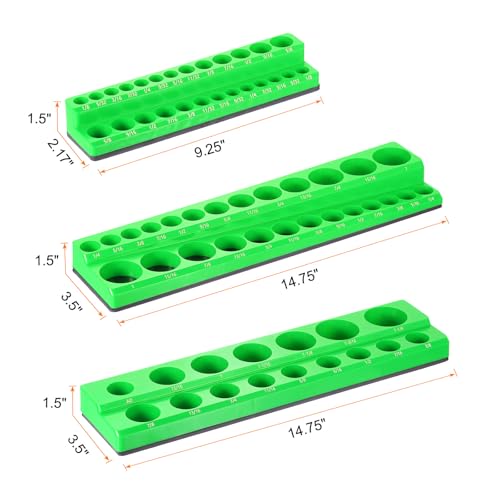 Organiseur de douilles magnétiques vert HARFINGTON pour 68 pièces standard et profondes - 2