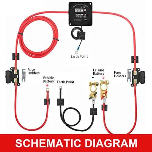 Dewinner 12V 140Amp Dual Battery Isolator Kit Manual/Auto Modes Vsr-Voltage Sensitive Relay Kit, With Led Screen, Voltage Display, Designed For Atv, Utv, Boat, Rv, Camper 5 Wheel Off-Road Vehicle #TOP3