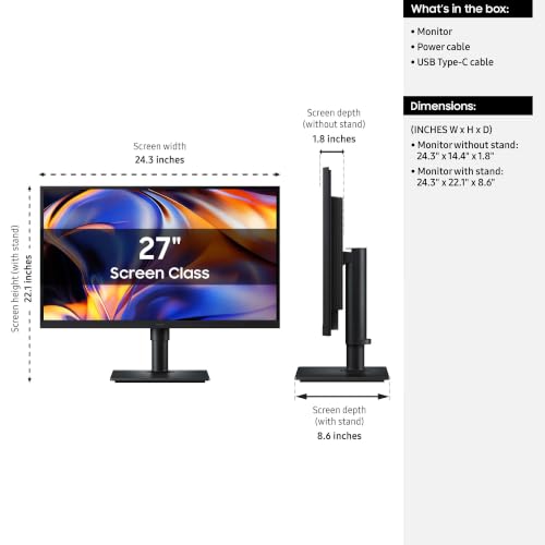 Samsung 27" ViewFinity S8 (S80HF) Series High-Resolution Monitor | 5K (5120x2880), HDR10, Eye Saver Mode, USB-C Port, Samsung Display Manager, LS27H800EFAXZA - Image 7