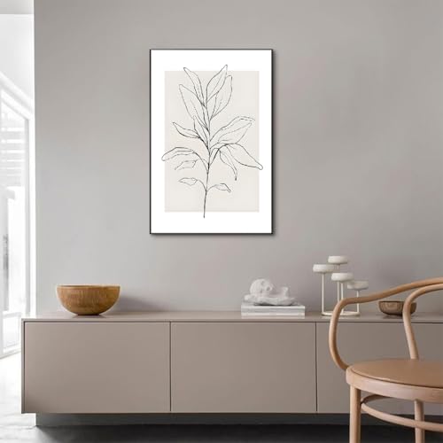 アートパネル ポスター 壁掛け インテリア 絵画 植物葉のラインアート 部屋のアクセント アルミ合金枠 完成品 鮮やか 新築祝い 装飾用品 (40x60cm(16x24in),1) [3]