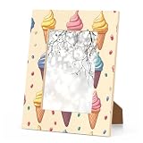 ckupinue Colorful Ice Cream Picture Frame 4x6, 4x6 Wooden Picture Frame, Horizontal and Vertical for Wall and Tabletop Display Photo 4 by 6-Inch