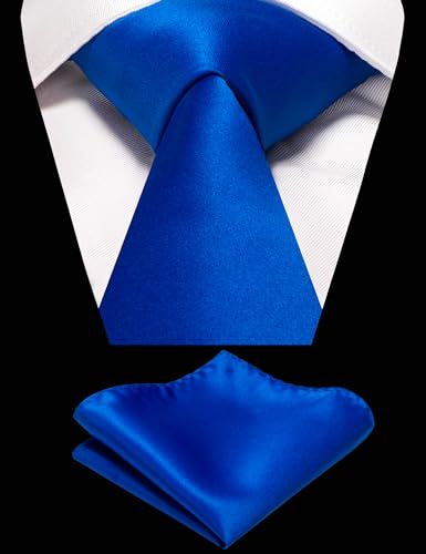 Image of RBOCOTT Solid Color Tie and Pocket Square Hankerchief with Lapel Pin Set for Men