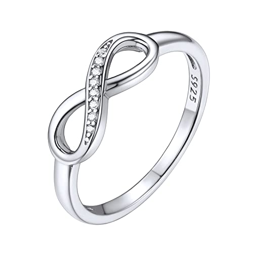 Chicsilver 925 Sterling Silver Ring Cubic Zirconia Cz Infinity Knot Rings For Women Eternity Wedding Band Promise Rings Size 11 #TOP2