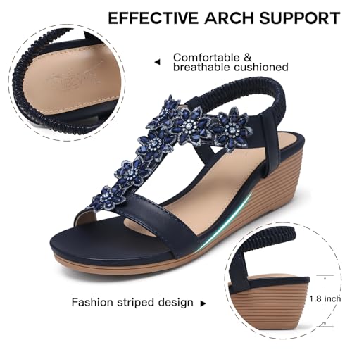 Image of SHIBEVER Wedge Sandals for Women Dressy: Summer Platform Comfortable Low Wedges Womens Sandal