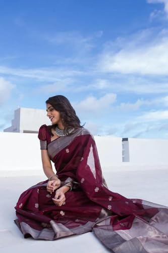 Image of Flosive Women's Cotton Saree With Blouse Piece