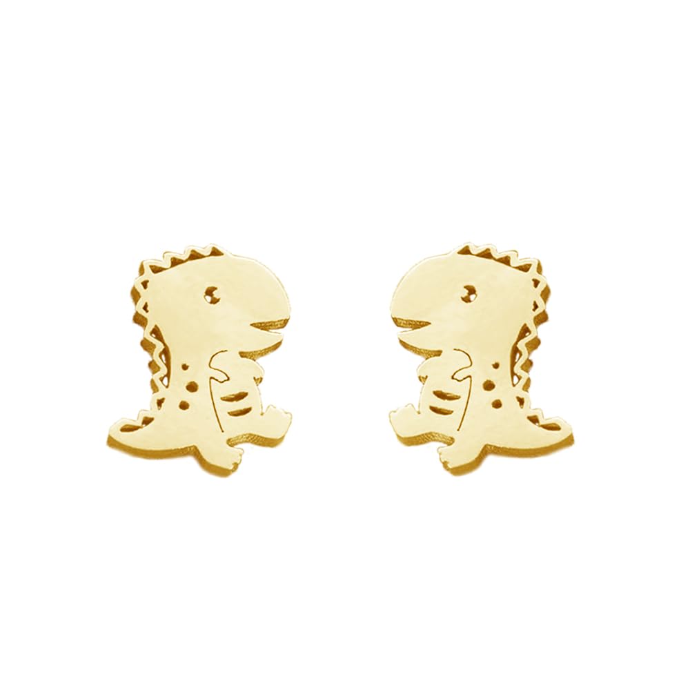 Cute Dinosaur Tiny Stud Earrings for Women Cartilage Stainless Steel Dragon Animal Cartoon Studs Earring Fashion Birthday Jewelry Gifts