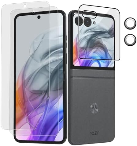 for Motorola Razr 2025 / Razr 2024 Screen Protector, 2 Pack Soft TPU Screen Protector + 1 Pack Front Screen Protector + 2 PCS Metal Camera Lens Protector, Anti-scratch, Case Friendly