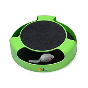 RvPaws- Catch The Mouse Cat Scratcher Interactive Toy with a Running Mice and a Scratching Pad for Cats & Kittens (Color As Vary, Catch The Mouse)