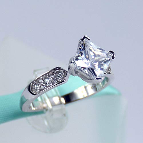 2Carat Princess Cut Simulated Diamond, 925 Sterling Silver Solitaire Ring, Cubic Zirconia Stone, Daily Ring, Engagement Ring, Promise Ring, Women