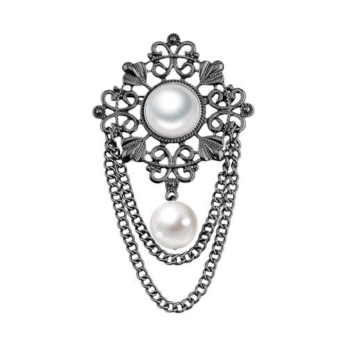 Vintage Round Pearl Filigree Flower Brooch