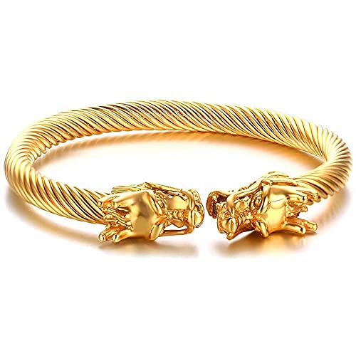 Bracelet en cuir tressé en acier inoxydable pour homme au style rétro