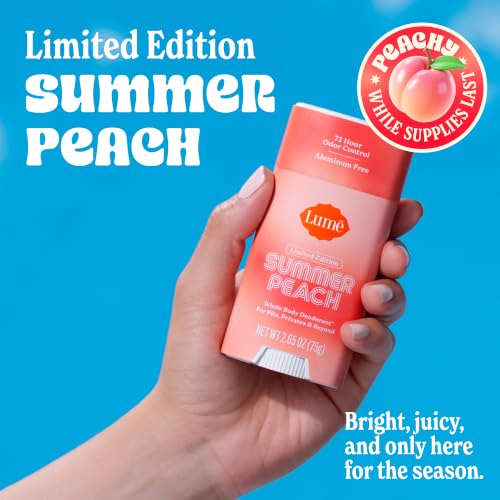 Image of Lume Whole Body Deodorant - Smooth Solid Stick - 72 Hour Odor Control - Doctor Developed - Aluminum Free, Baking Soda Free and Skin Loving - 2.6 Ounce - Pack of 2 - (Summer Peach)