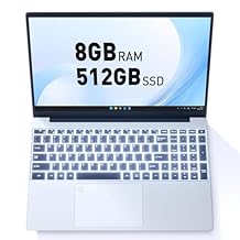 Business Laptop Computer for Work, Notebook PC for College Students, 15.6" FHD Display, 4-Core Processor, Backlit Keyboard, Fingerprint Sensor, Up to 10TB Storage, 8GB RAM, 512GB SSD, Silver