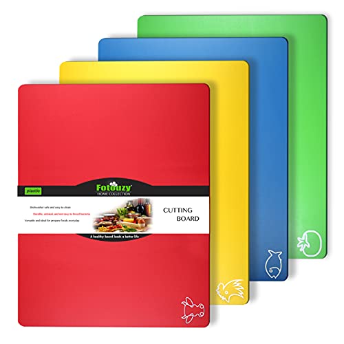 Flexible Plastic Colored Cutting Board Mats with Food-Safe Icons