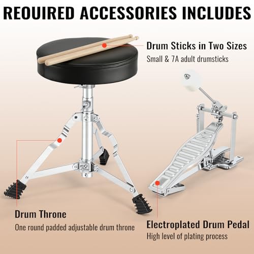 LeSage Drum Sets 5-Piece for Beginners,16 inch Size Complete Drum Kit Black by LeSage - Image 4