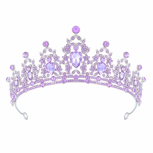 Papoopy Tiara Crown for Women, Headband Hair Accessories for Birthday Wedding Party Costume (C-Purple)