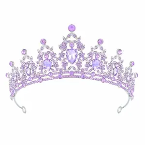 Tiara Crown for Women, Headband Hair Accessories for Birthday Wedding Party Costume (C-Purple)