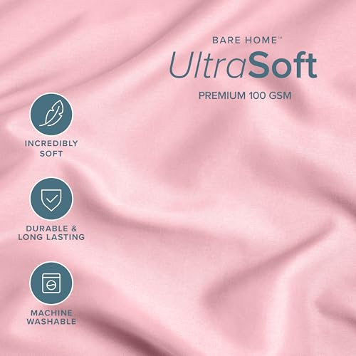 Image of Bare Home Microfiber Pillow Cases - Standard /Queen Size Set of 2 - Cooling Pillowcases - Double Brushed - Light Pink Pillowcases 2 Pack - Easy Care (Standard Pillowcase Set of 2, Light Pink)