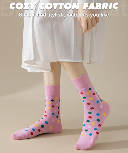 Image of IIG Women's Fashion Cute Cotton Socks Novelty Funny Above Ankle Crew Socks Holiday Gifts for Women 4 /5 Pairs
