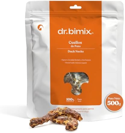 Snacks Naturales para Perros - Cuellos de Pato Ricos en Proteínas, Hierro y Fosforo. Chuches 100% Natural, Ayuda Las Articulaciones y Musculatura, Crujiente, Cuida los Dientes 500g - 1 Pack