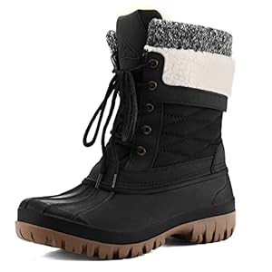 mysoft Women’s Winter Snow Boots Waterproof Insulated Mid-Calf Booties, Fur-lined Lace Up Shoes for Outdoor