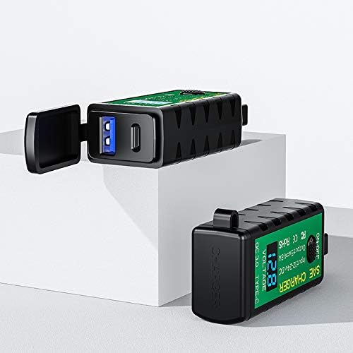 YONHAN Motorcycle USB Charger SAE to USB Adapter, Total 36W Dual USB Type C PD & Quick Charge 3.0 with Voltmeter & ON/Off Switch, 3 Install Options, for Smart Phone Tablet GPS