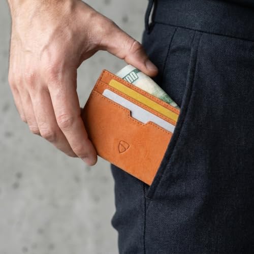 Image of Vaultskin MOORGATE Slim Card Holder - Minimalist Leather Wallet with RFID Blocking, Front Pocket Credit Card Case for Men & Women