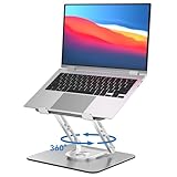 GleYo Laptop Stand for Desk Adjustable Computer Stand with 360 Rotating Base Ergonomic Laptop Riser Mount for Desk Foldable Protable Computer Desk Fits with MacBook Pro Air, Rectangle