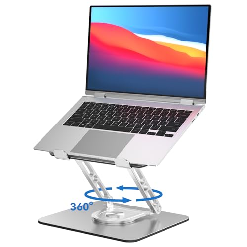 Image of Laptop Stand for Desk Adjustable Computer Stand with 360 Rotating Base Ergonomic Laptop Riser Mount for Desk Foldable Protable Computer Desk Fits with MacBook Pro Air, Rectangle