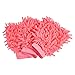 MECCANIXITY Microfiber Chenille Mitts Reusable Scratch-Free Cleaning Gloves Wash Sponge for Home Kitchen, Pink Pack of 3