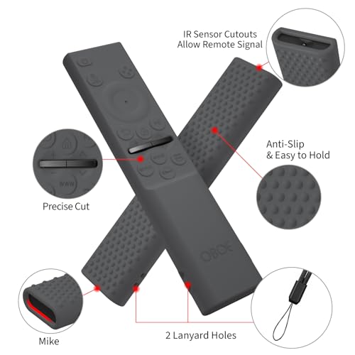 Image of OBOE Silicone Tv Remote Cover for Samsung Smart Tv Remote, H-Dark Grey | Compatible with Samsung QLED TV Remote BN59-01311; Full Wrap Protective Case with Loop, Remote Not Included