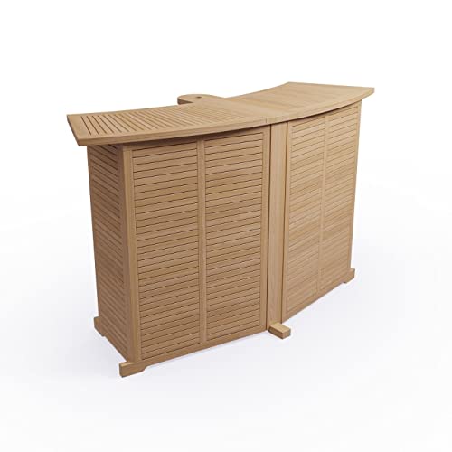 KMH Teak Gartentheke klappbar Outdoor Garten Theke Bar Holz wetterfest & massiv Teakholz hochwertig - Bartisch Stehtisch vielseitig einsetzbar - Küche Balkon Garten Terrasse Theke