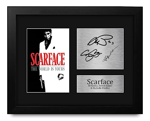 HWC Trading Scarface Framed Gift Signed Printed Autograph Al Pacino Steven Bauer Michelle Pfeiffer Print Photo Picture Display - US Letter Size
