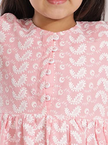 Image of VASTRAMAY Girls Cotton Kurta Set - Chikankari Embroidery EID Festival