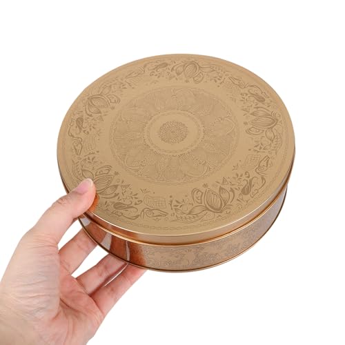 Caja de hojalata dorada ideal para regalar dulces y repostería 5