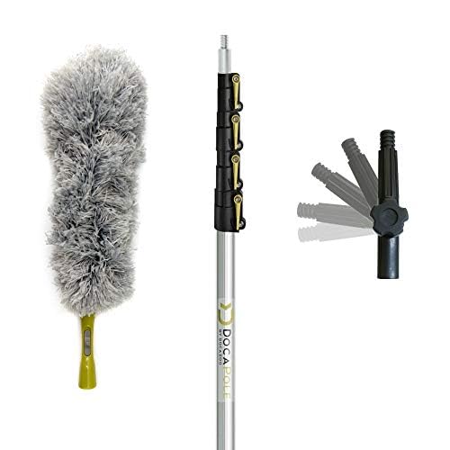 DOCA Telescoping Pole 7-30 Ft - Extension Pole for Cleaning, Feather Duster, Window Washing Kit, Paint Roller, Window Squeegee - High Reach Extendable Kit for Indoor & Outdoor - Feather Duster